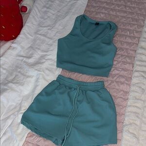 SHEIN Teal Tank and Shorts Set